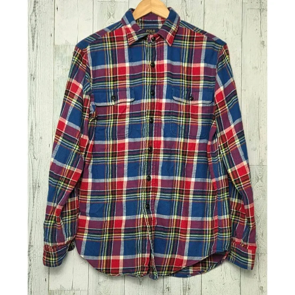 Polo Ralph Lauren Classic Button Up / Down Plaid Flannel Shirt Sz M